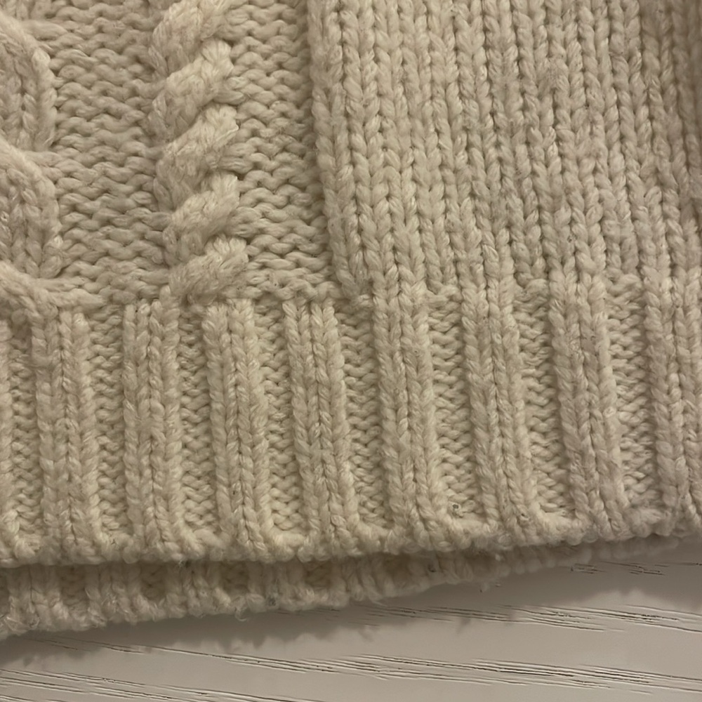 VGUC Madewell x Sezane Marin Cable Knit Sweater in Antique Cream Size XXS - Picture 8 of 8
